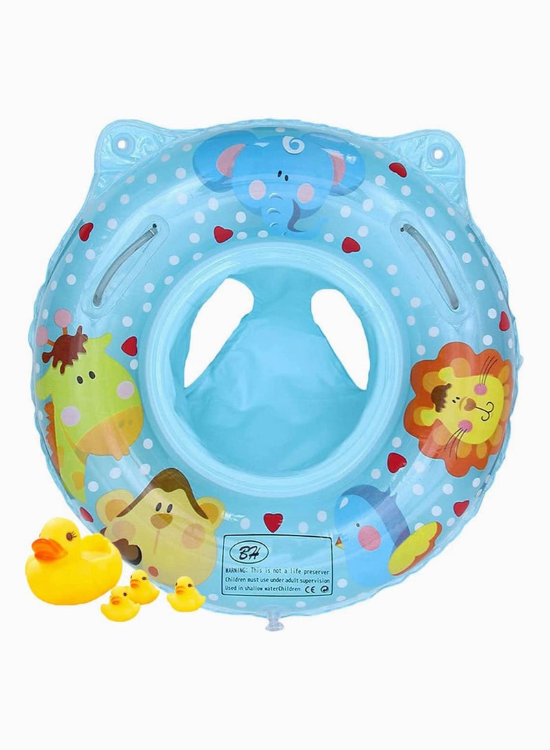 Baby Swimming Ring Floats with Safety Seat Double Airbag Swim Rings for Babies Kids Float Pool Training Aid PVC Toddlers of 6-36 Months (Blue)