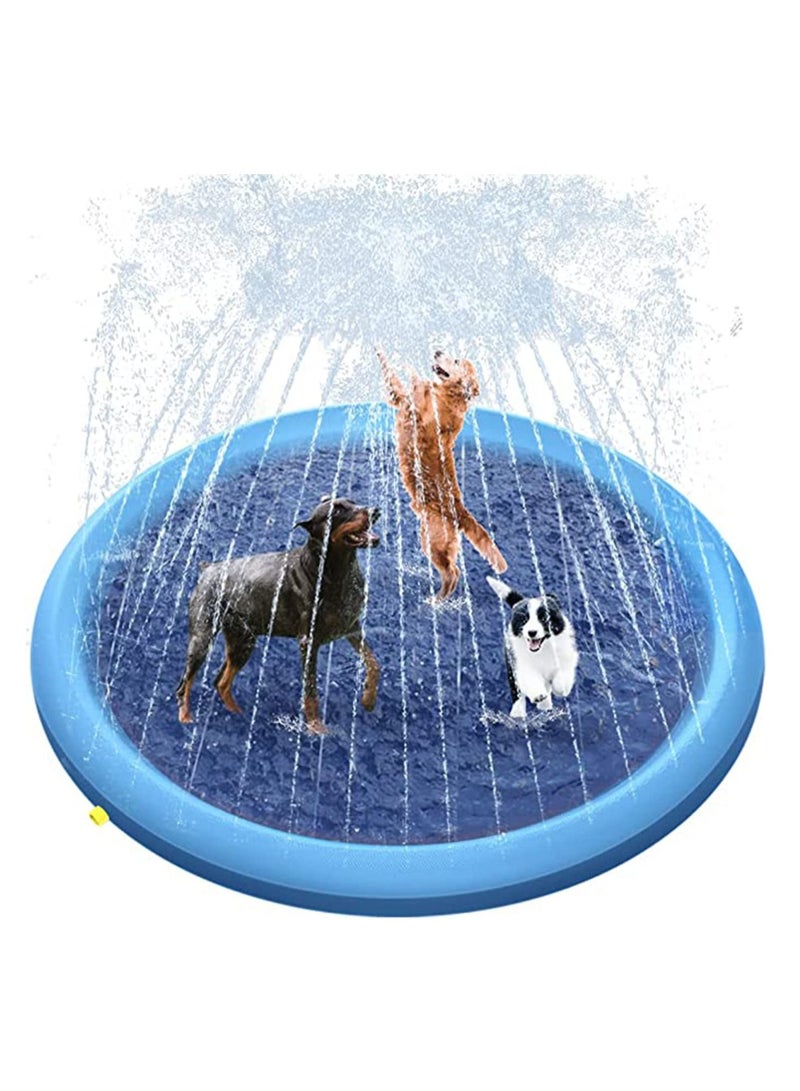 Splash Sprinkler Pad for Dogs Kids Anti-Slip Thickened Dog Pool Durable Upgrade Bath Pet Summer Outdoor Water Toys Backyard Fountain Play Mat and Kiddie (150CM)