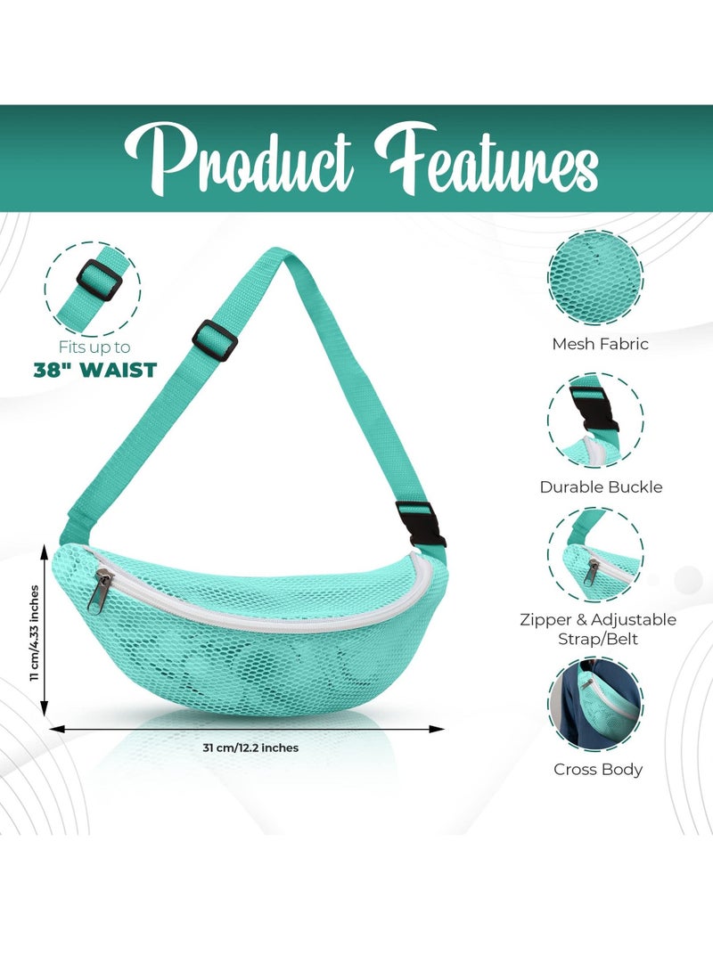 2 PCS Mesh Beach Bag, Shell Collecting Adjustable Strap Kids Quick Dry Net Tote, Suitable for Seashells Rocks Boys and Girls (Pink & Teal )