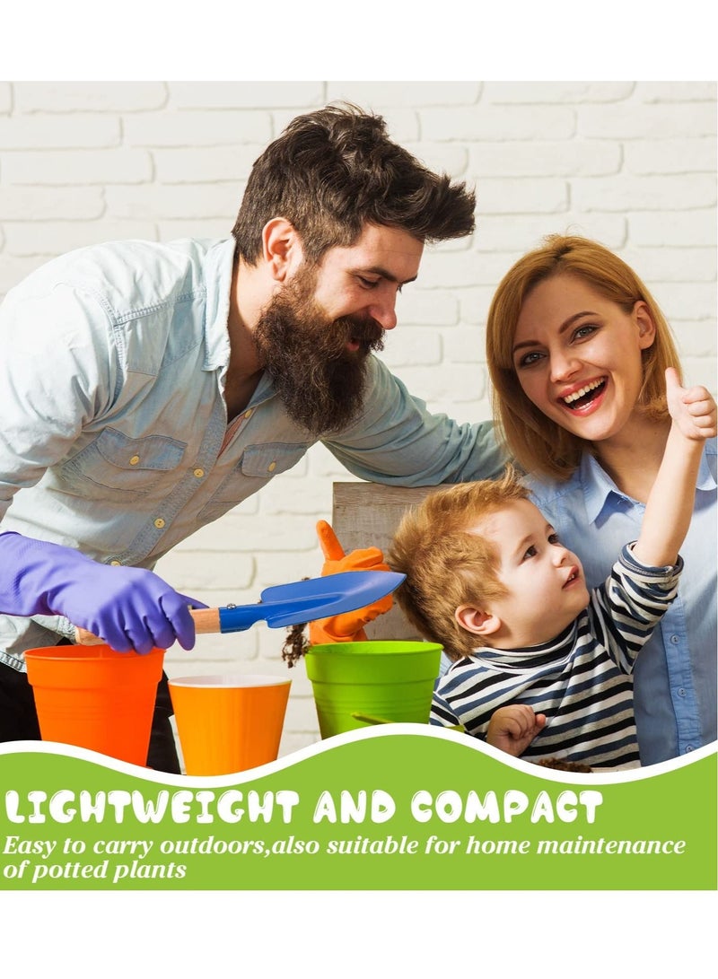 Beach Toy Set 6 Piece Kids Tools with Spoon Shovel Rake Fork Trowel Dirt Digging Toys Metal Wooden Handles for Children