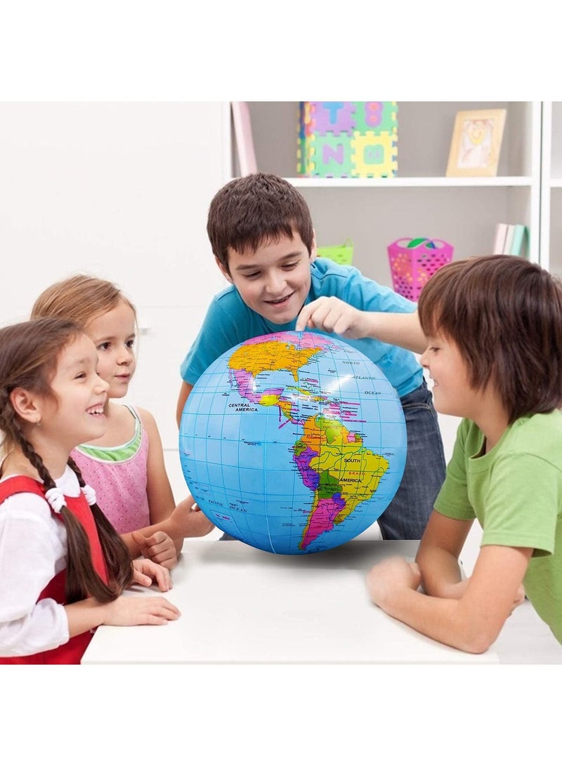 Globe Beach Ball Blow Up World Inflatable Earth Topographic Map Globes PVC Giant for Kids School Classroom Geography Party Supplies 6 Pieces