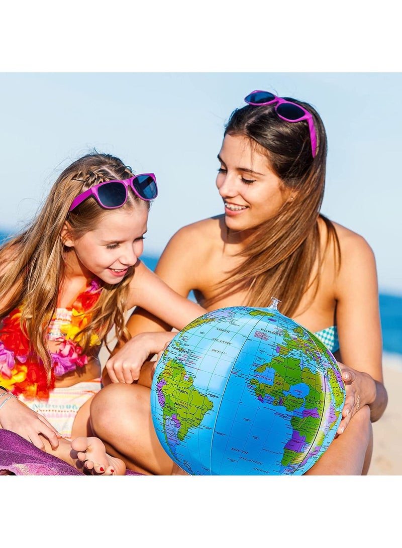 Globe Beach Ball Blow Up World Inflatable Earth Topographic Map Globes PVC Giant for Kids School Classroom Geography Party Supplies 6 Pieces