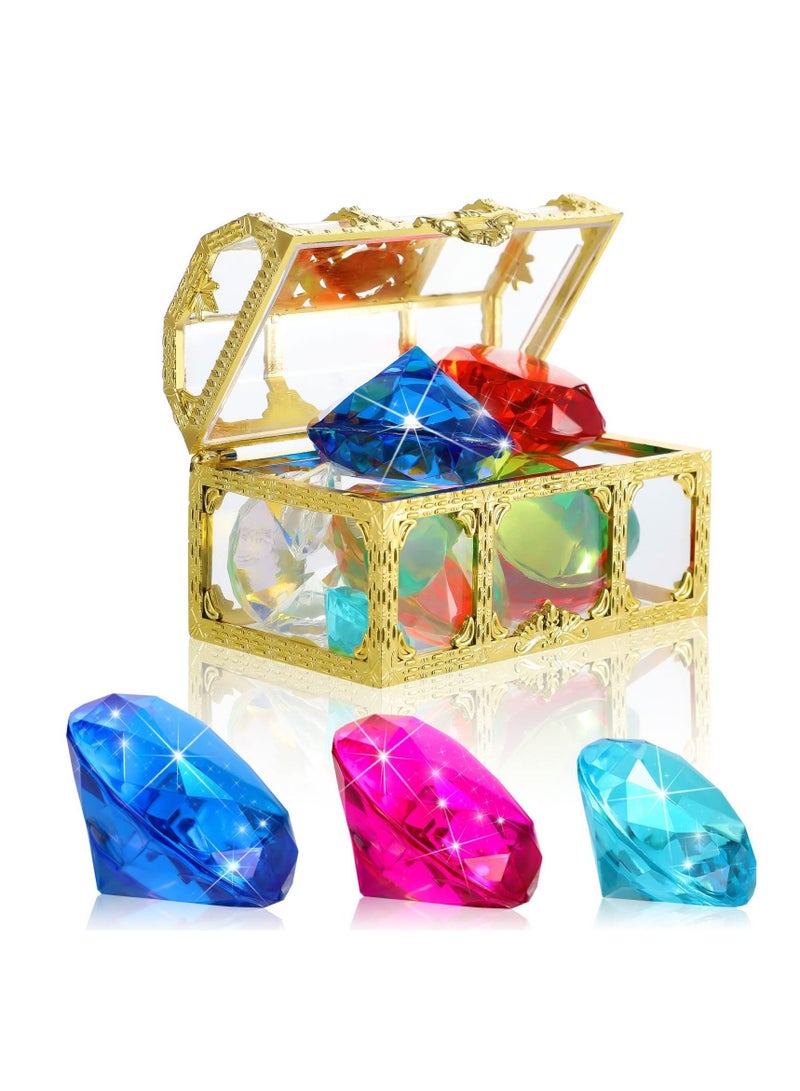 Acrylic Gems Toys, 13 Pcs Colorful Diamond Gem, Summer Underwater Gemstones Set, Diving Gem Swimming for Kids Pool Party Favors