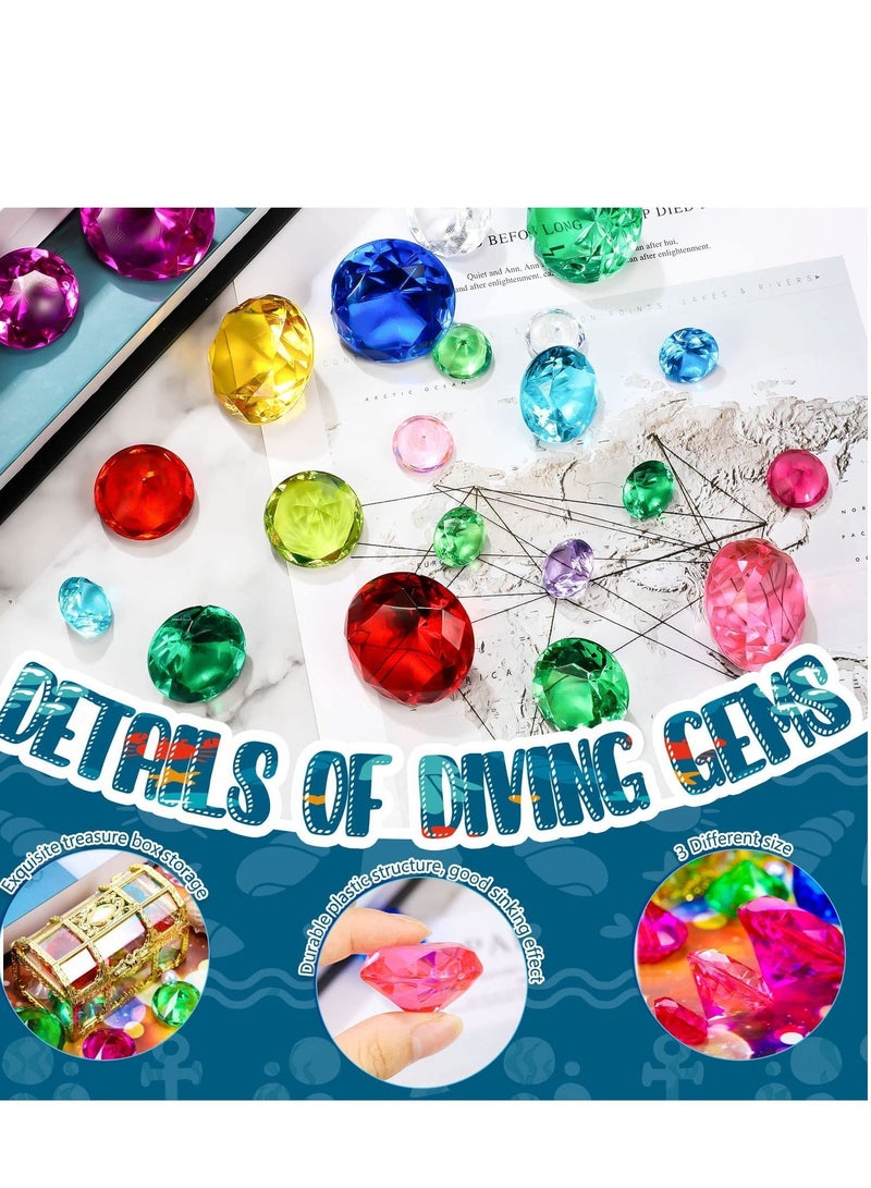 Acrylic Gems Toys, 13 Pcs Colorful Diamond Gem, Summer Underwater Gemstones Set, Diving Gem Swimming for Kids Pool Party Favors