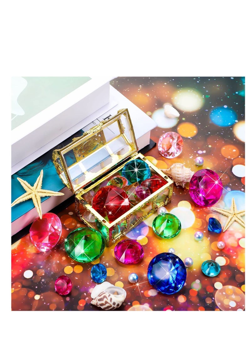 Acrylic Gems Toys, 13 Pcs Colorful Diamond Gem, Summer Underwater Gemstones Set, Diving Gem Swimming for Kids Pool Party Favors