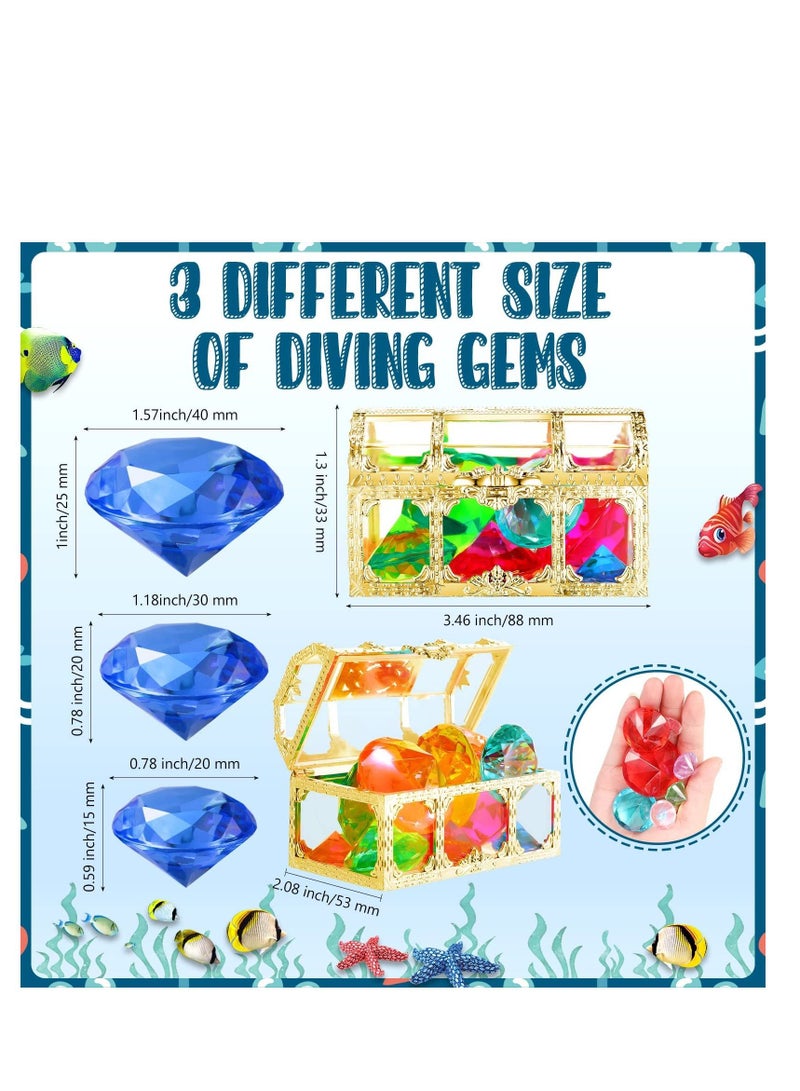 Acrylic Gems Toys, 13 Pcs Colorful Diamond Gem, Summer Underwater Gemstones Set, Diving Gem Swimming for Kids Pool Party Favors
