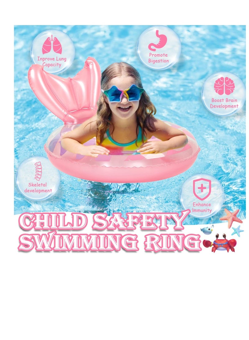 Baby Swimming Float, Mermaid Ring, Inflatable Swim Fun Water Toy Accessories for 4-7 Years Old Babies Girls Boys Training