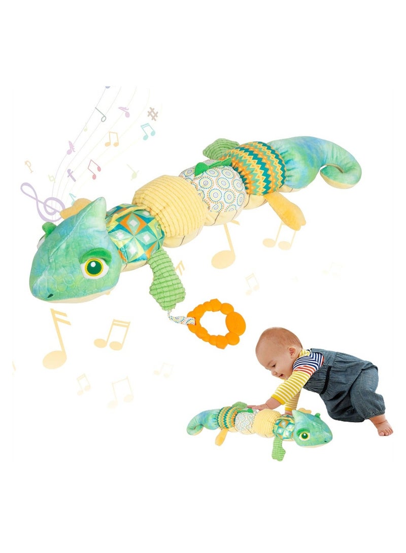 Baby Toys Musical Chameleon, Infant Stuffed Animal Toys, Multi-Texture Plush with Multi-Sensory Crinkle, Rattle and Ruler Designs, Tummy Time for 0 to 12 Months Boys, Girls