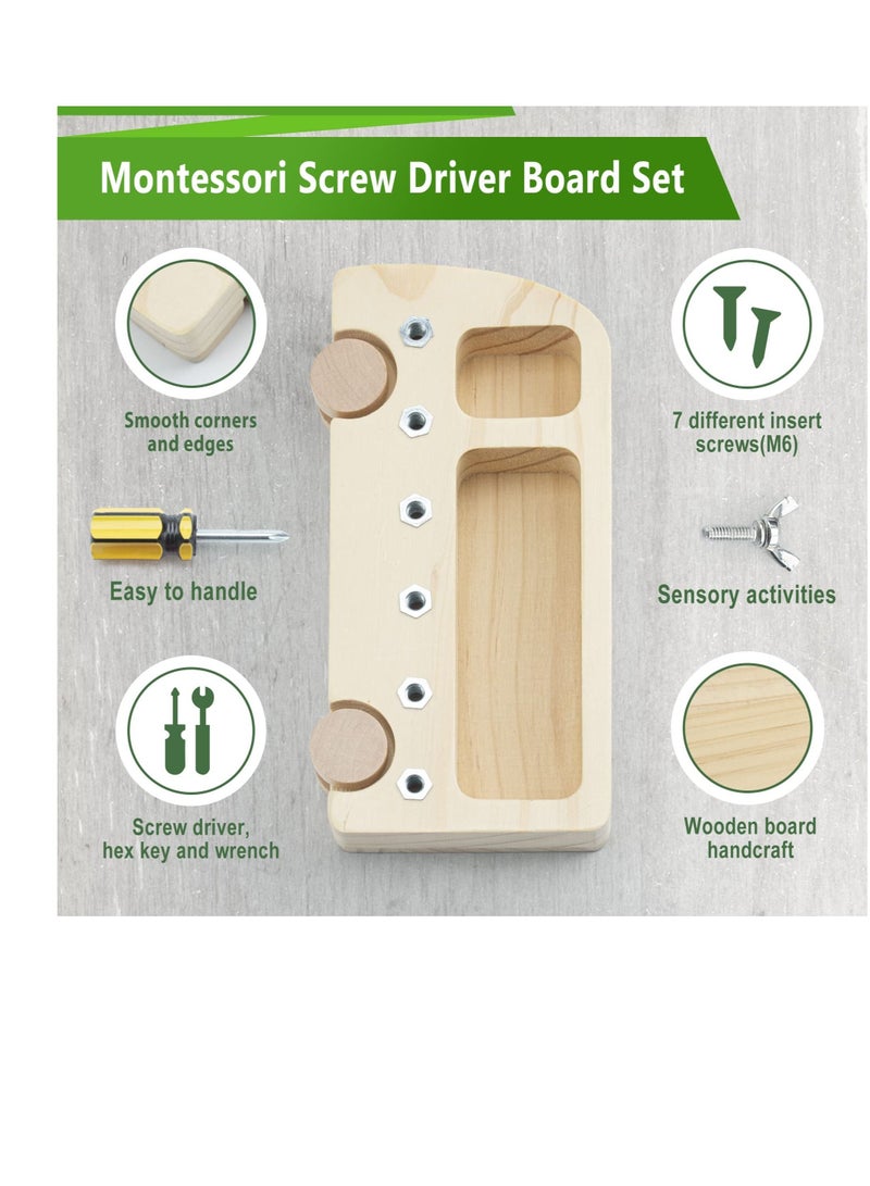 Wooden Screwdriver Board Montessori Toys, Learning Sensory Bin Toys Preschool Suitable for Toddler Busy Educational