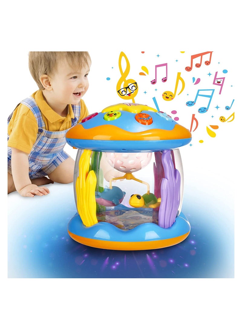 SYOSI Early Learning Musical Toys for Toddle, Crawling Rotating Toys, Ocean Projector Light Up Music, Educational 6 to 12 Months Baby