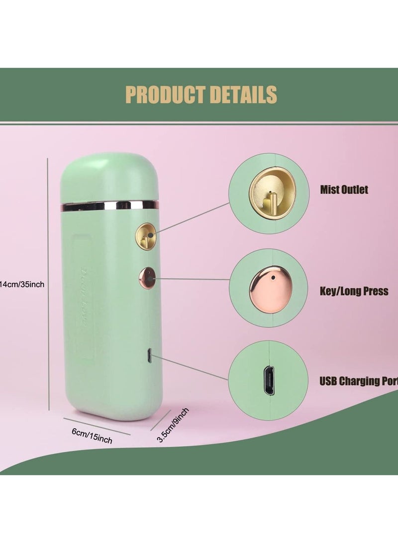 Portable Oxygen Facial Machine, Green, Serum Toner Skin Care Nano Mist Sprayer Mister, High Constant Pressure Spray Machine