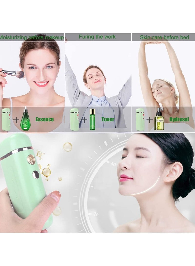 Portable Oxygen Facial Machine, Green, Serum Toner Skin Care Nano Mist Sprayer Mister, High Constant Pressure Spray Machine