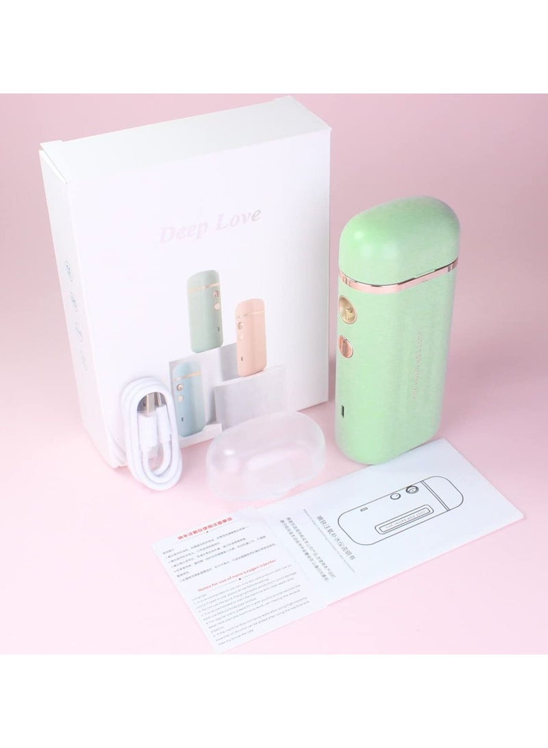 Portable Oxygen Facial Machine, Green, Serum Toner Skin Care Nano Mist Sprayer Mister, High Constant Pressure Spray Machine