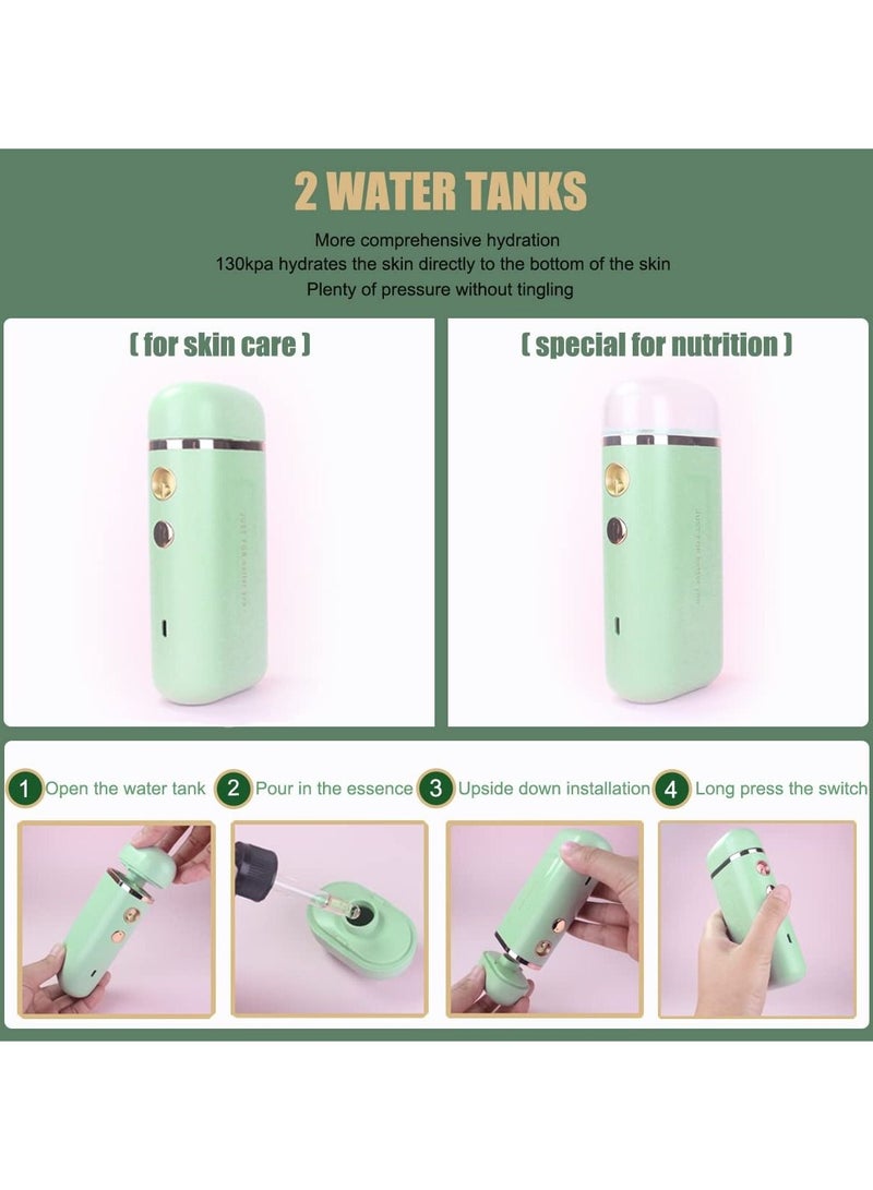 Portable Oxygen Facial Machine, Green, Serum Toner Skin Care Nano Mist Sprayer Mister, High Constant Pressure Spray Machine
