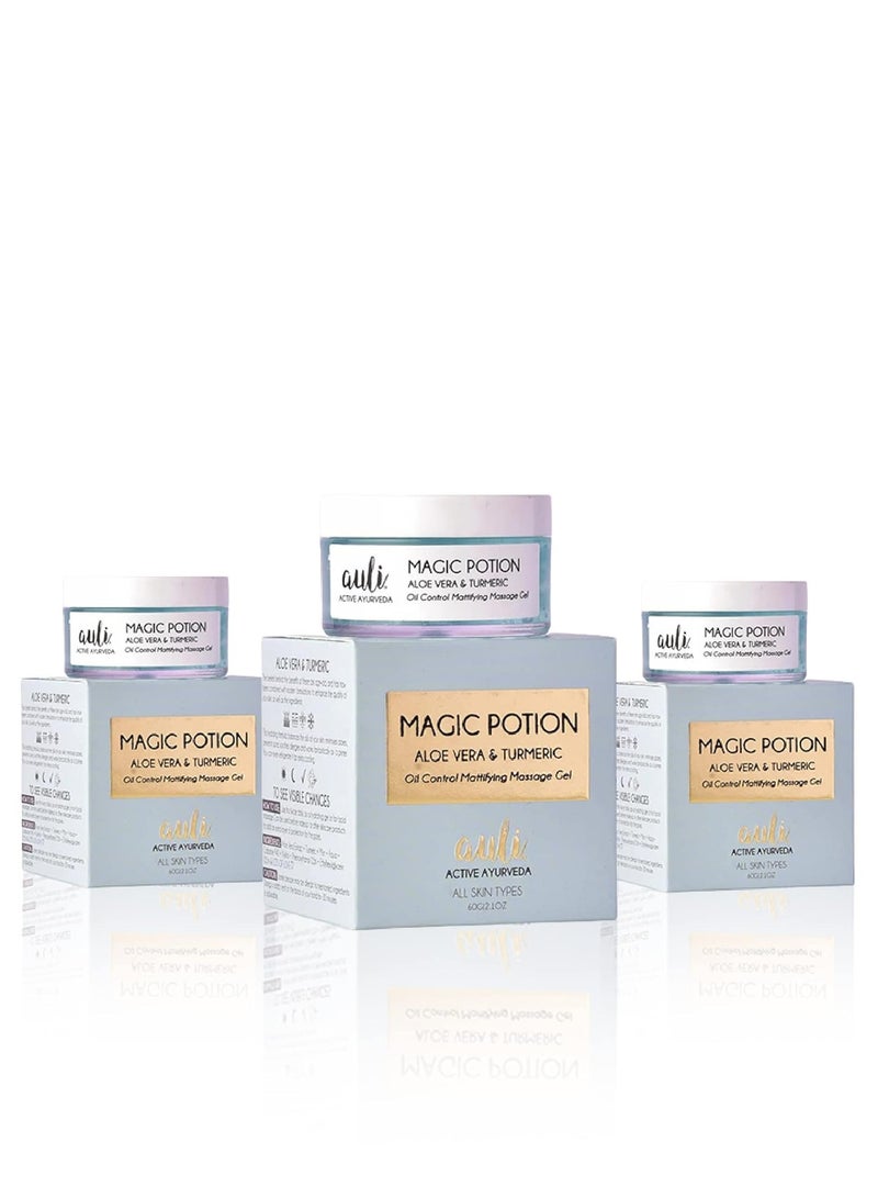 Auli Magic Potion Aloevera Gel For Glowing Skin Pack Of 3 120GM