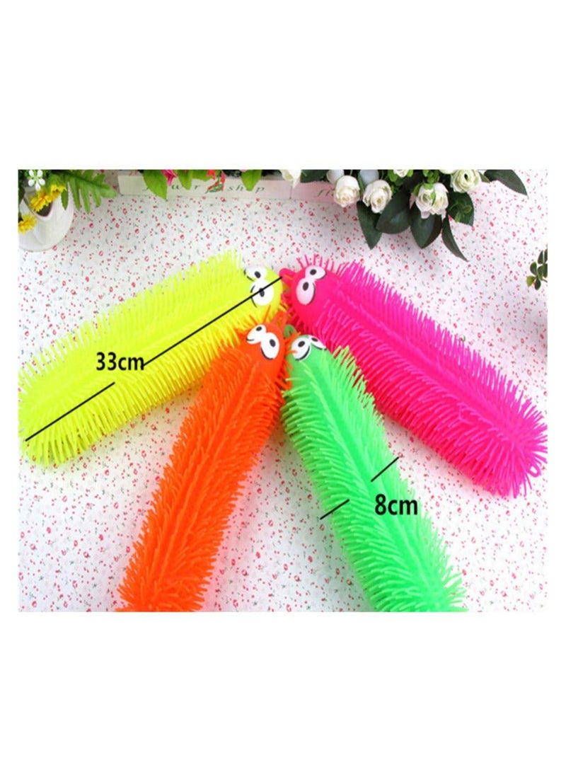 SYOSI 4pcs Flashing Light Up Stretchy Caterpillars, Squishy Stress Balls Toy, Anxiety and Relief Toys for Adults Teen Kids (Four Color)