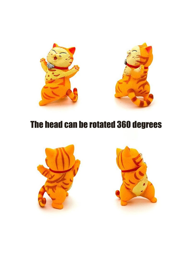 Miniature Cat Figurine 10 PCS Lovely Cheering Cats Figurines Crafts Collectible Ornament Cake Toppers for Home Garden Decor Supplies