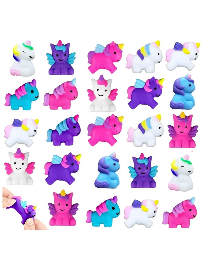 Mochi Squishy Toys, 25Pcs Unicorn Kawaii Squishies Fidget Toys Pack - Stress Relief Party Bags Fillers for Boys Girls Birthday Favors Gifts