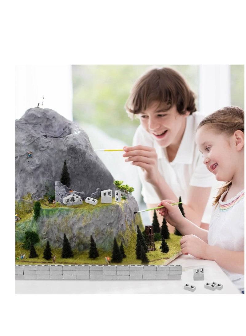 24 Pcs Miniature Cinder Blocks, Mini Bricks with 1/12 Scale, Dollhouse Accessories, Cement Building Suitable for Kids (Gray)