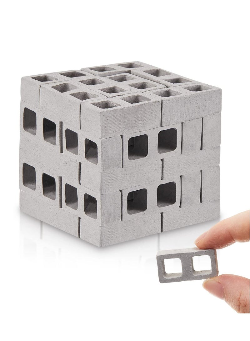 24 Pcs Miniature Cinder Blocks, Mini Bricks with 1/12 Scale, Dollhouse Accessories, Cement Building Suitable for Kids (Gray)