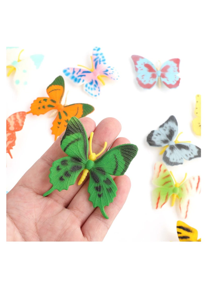 Miniature Butterfly Figures, Realistic Butterflies Figurines, Colorful Plastic Model, Ornament Education Playset for Dollhouse, Fairy, Garden, Home Decor, Party Favor(12PCS )
