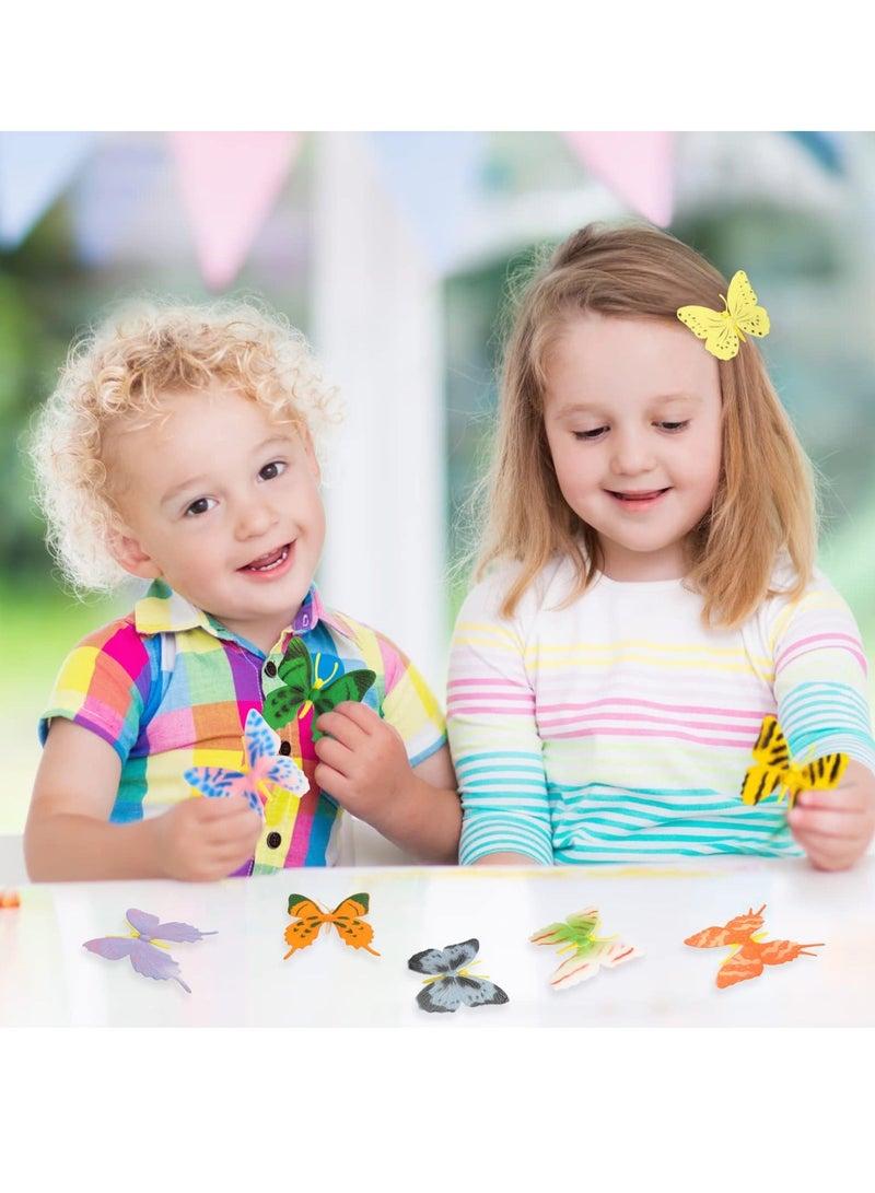 Miniature Butterfly Figures, Realistic Butterflies Figurines, Colorful Plastic Model, Ornament Education Playset for Dollhouse, Fairy, Garden, Home Decor, Party Favor(12PCS )