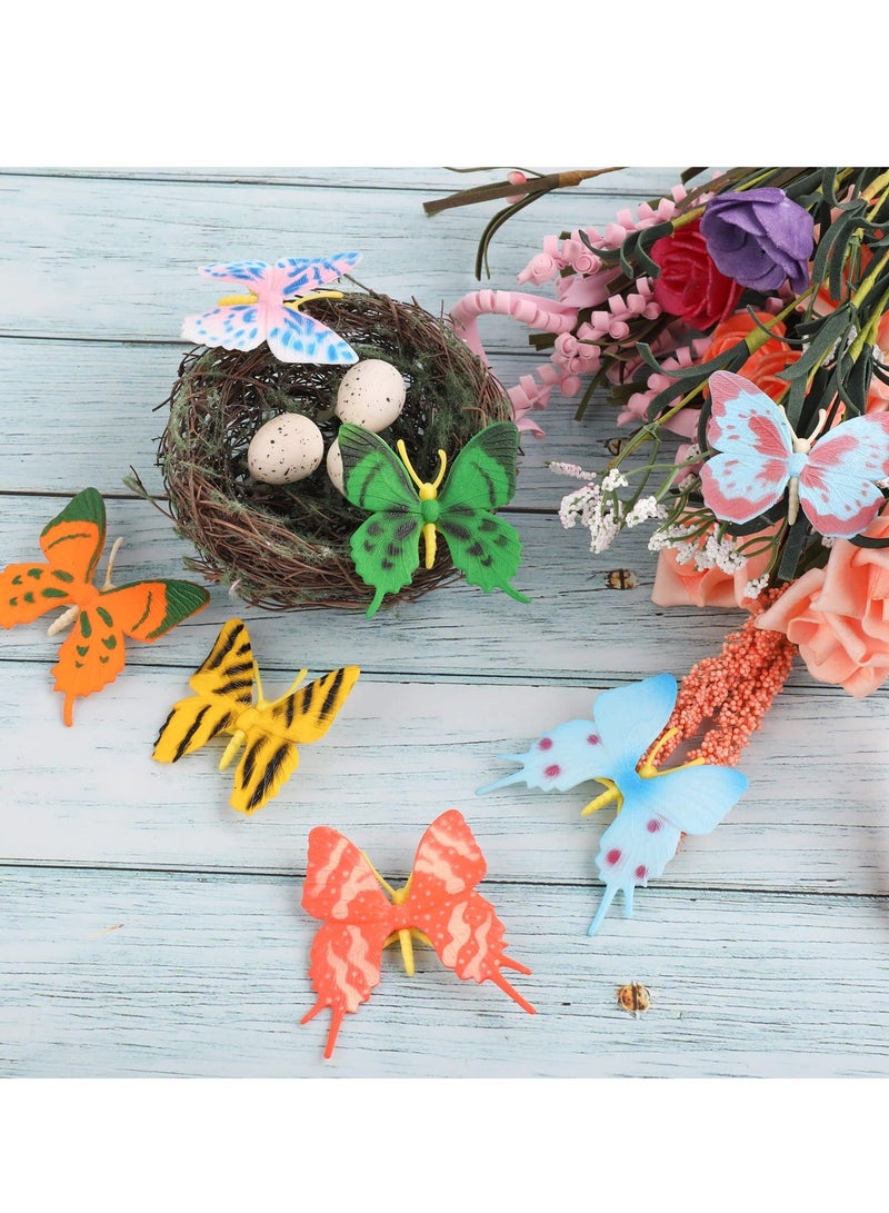 Miniature Butterfly Figures, Realistic Butterflies Figurines, Colorful Plastic Model, Ornament Education Playset for Dollhouse, Fairy, Garden, Home Decor, Party Favor(12PCS )