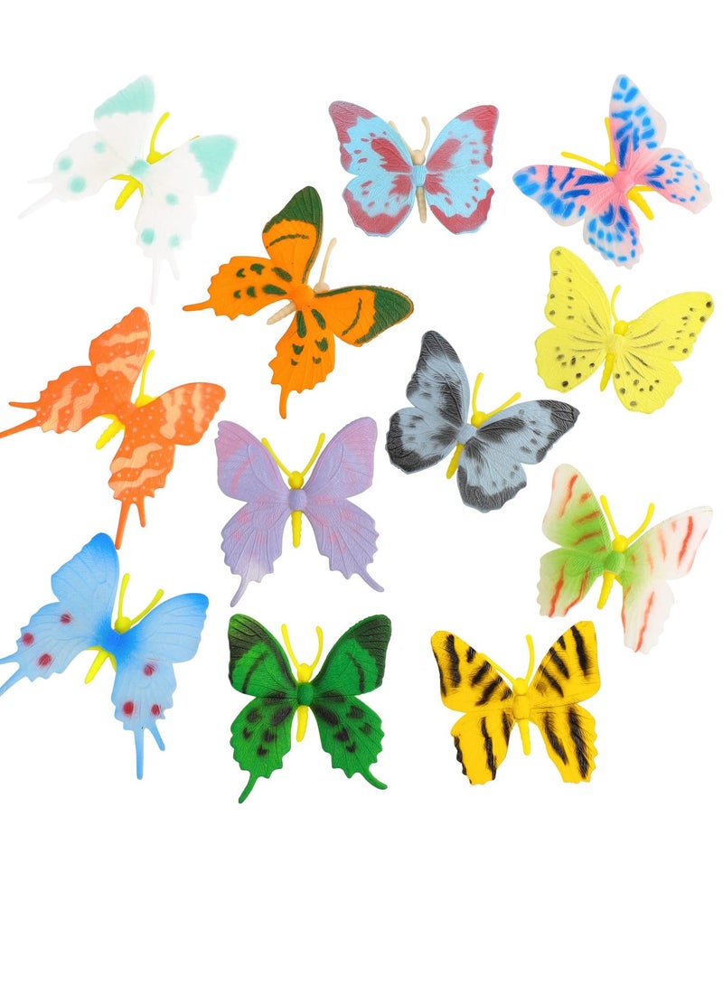 Miniature Butterfly Figures, Realistic Butterflies Figurines, Colorful Plastic Model, Ornament Education Playset for Dollhouse, Fairy, Garden, Home Decor, Party Favor(12PCS )