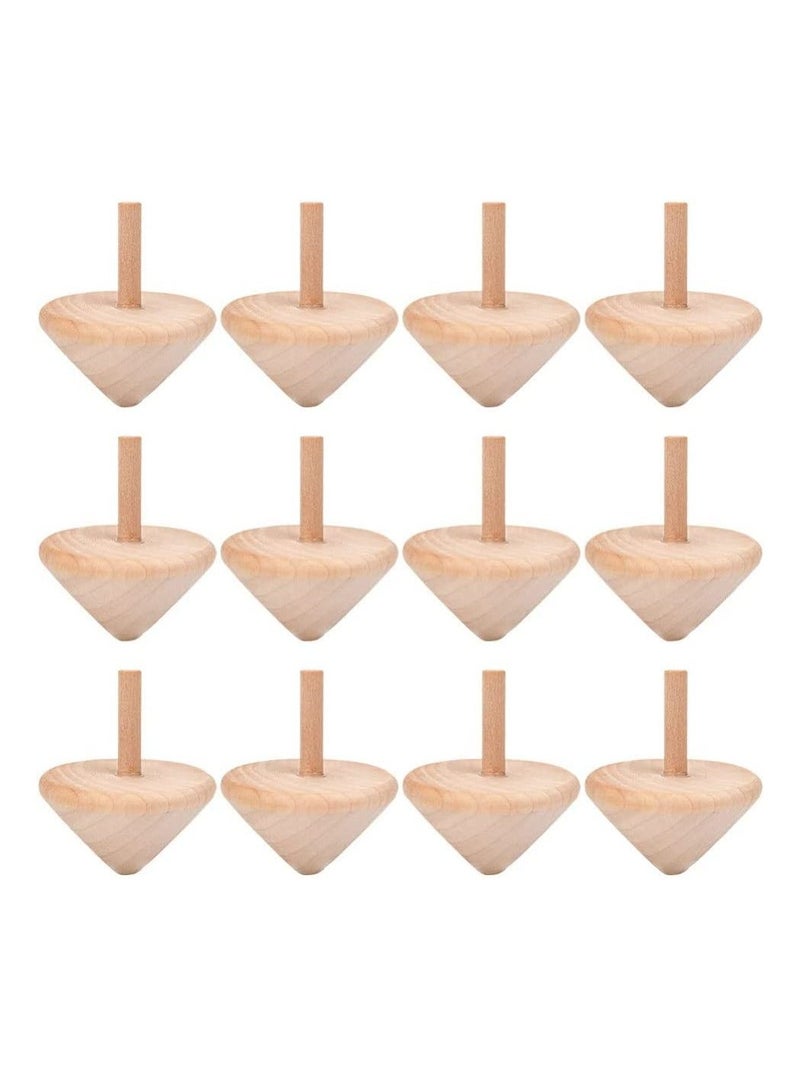 Wooden Spinning Top Unfinished Wood Tops Craft Gyroscopes Toy for DIY Kids Children Party Favor New Year Gifts (12Pcs)