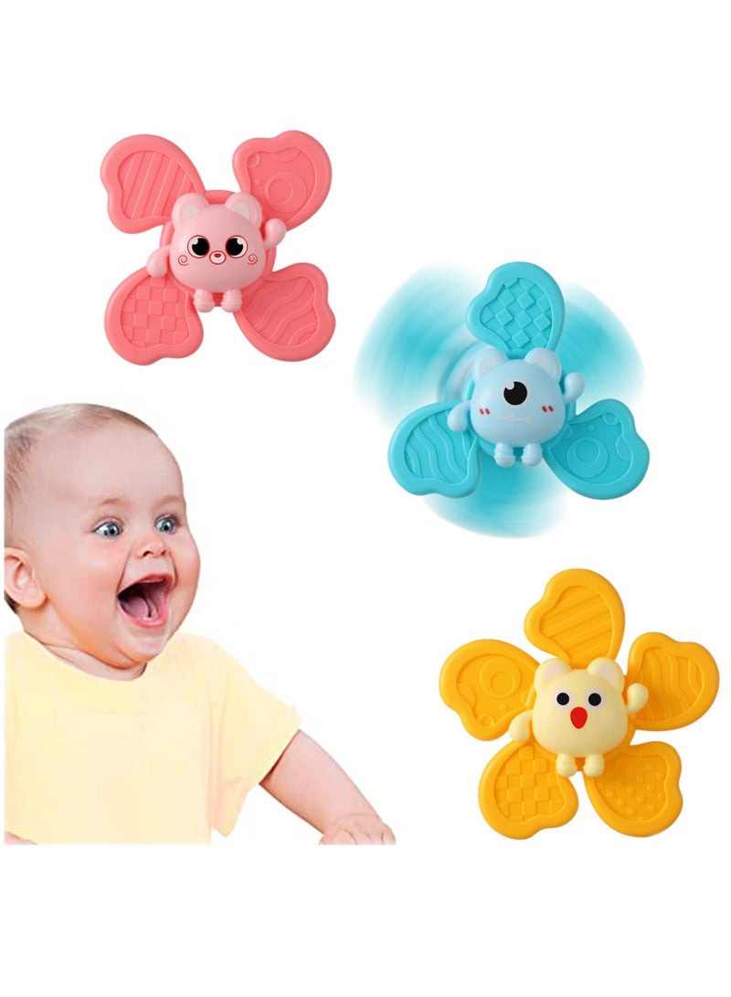 Suction Cup Spinner Toys Baby Sensory Spinning Top Bath Toy (3Pcs)