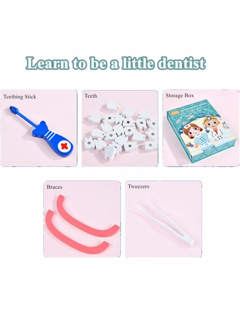 Children's Wooden Doctor Toy Set, Pretend Oral Dentistry Little Nurse Role-playing Educational Learning, Games for Boys and Girls