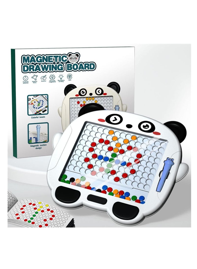 SYOSI, Magnetic Drawing Board, for Kids, Toddlers, Panda Doodle Board with Beads and Pen, Dot Art Educational Toys