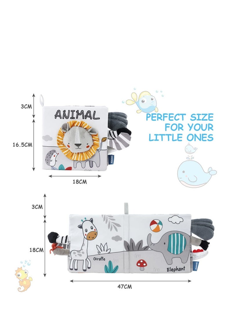 Cloth Books, 3D Touch Feel High Contrast Book, Baby Books Toys for 0-12 Months, Soft and Crinkle Infants Toddler Gifts Toy(Lion)