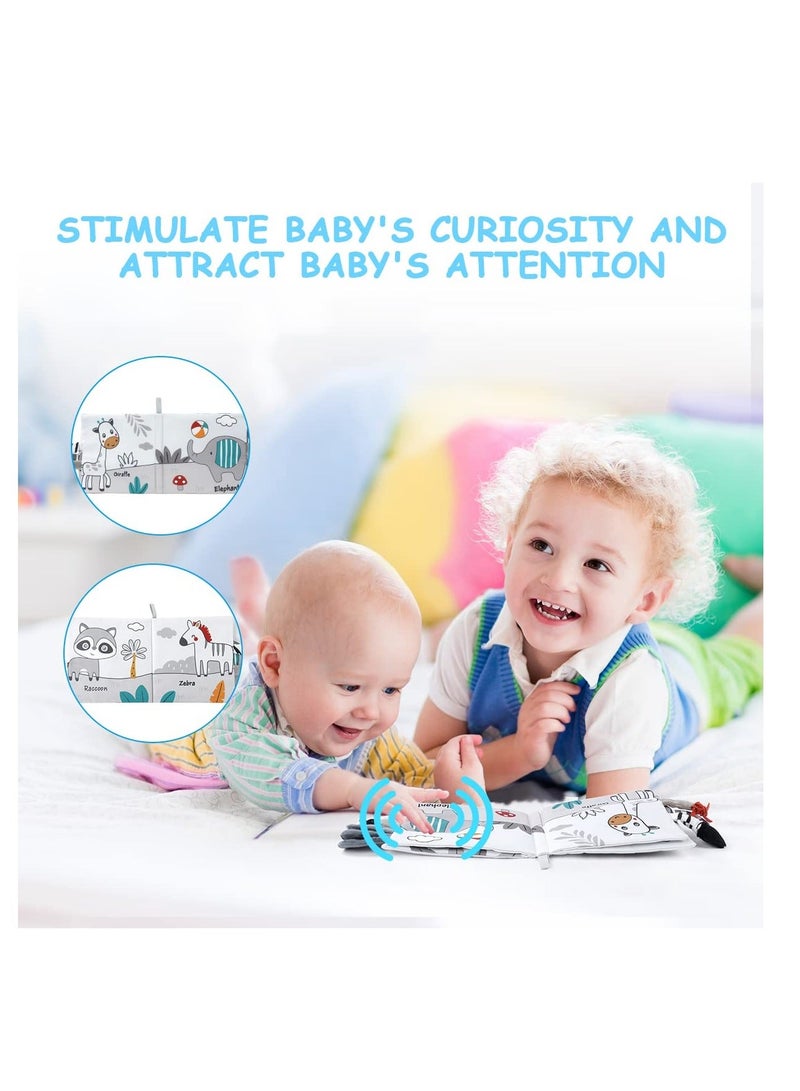 Cloth Books, 3D Touch Feel High Contrast Book, Baby Books Toys for 0-12 Months, Soft and Crinkle Infants Toddler Gifts Toy(Lion)