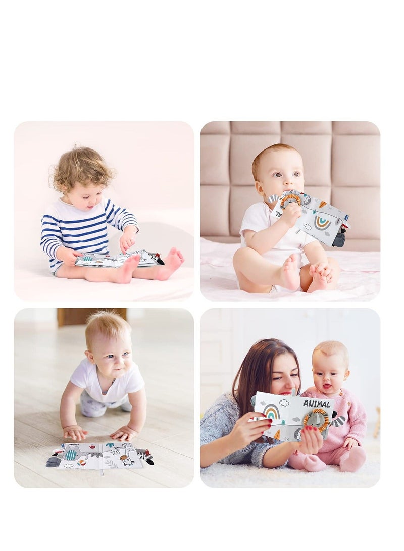 Cloth Books, 3D Touch Feel High Contrast Book, Baby Books Toys for 0-12 Months, Soft and Crinkle Infants Toddler Gifts Toy(Lion)