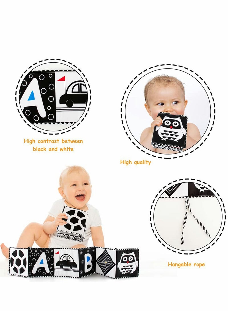 Black and White Cloth Books - High Contrast Baby Book for Early Education, Infant Tummy-time Mat, Three-Dimensional Can Be Bitten Tear Not Rotten Paper 0-3 Years Old Toys