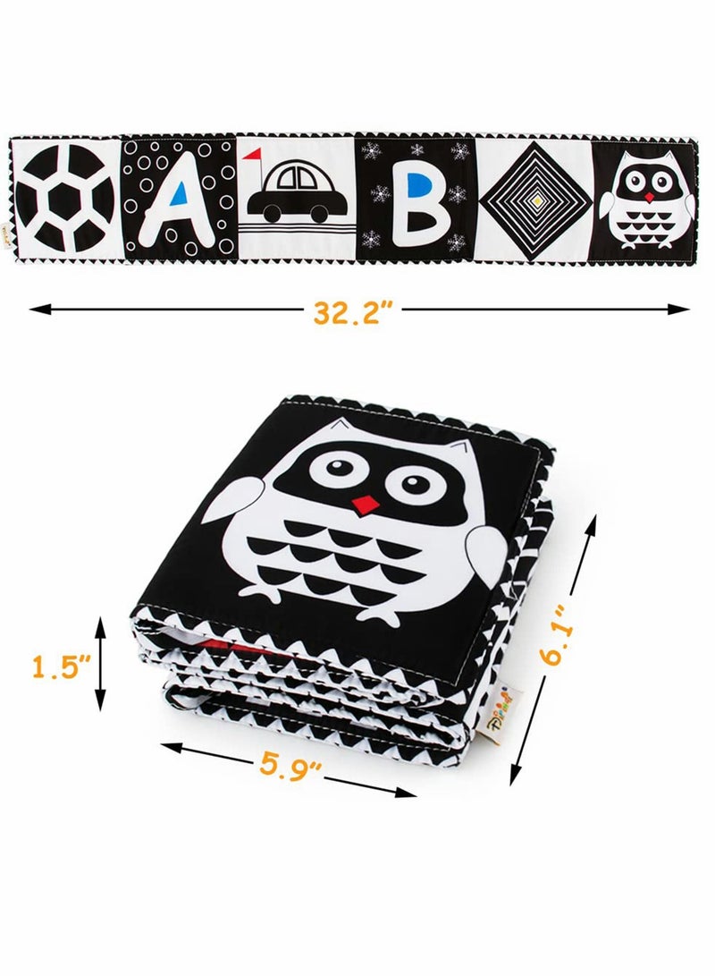 Black and White Cloth Books - High Contrast Baby Book for Early Education, Infant Tummy-time Mat, Three-Dimensional Can Be Bitten Tear Not Rotten Paper 0-3 Years Old Toys