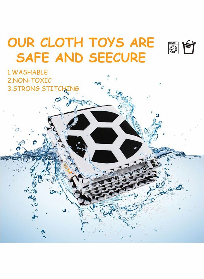 Black and White Cloth Books - High Contrast Baby Book for Early Education, Infant Tummy-time Mat, Three-Dimensional Can Be Bitten Tear Not Rotten Paper 0-3 Years Old Toys
