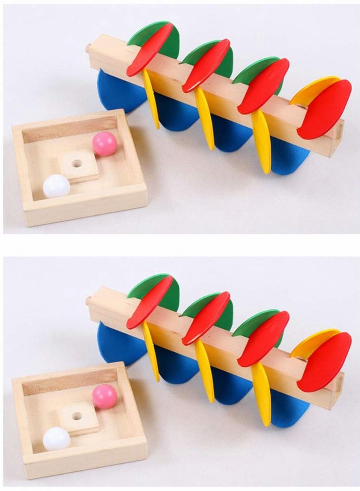 Marble Ball Run Track Game Toy Kit, Wooden Detachable Leaves Colorful Tree Kids Educational Blocks Stylish And Practical