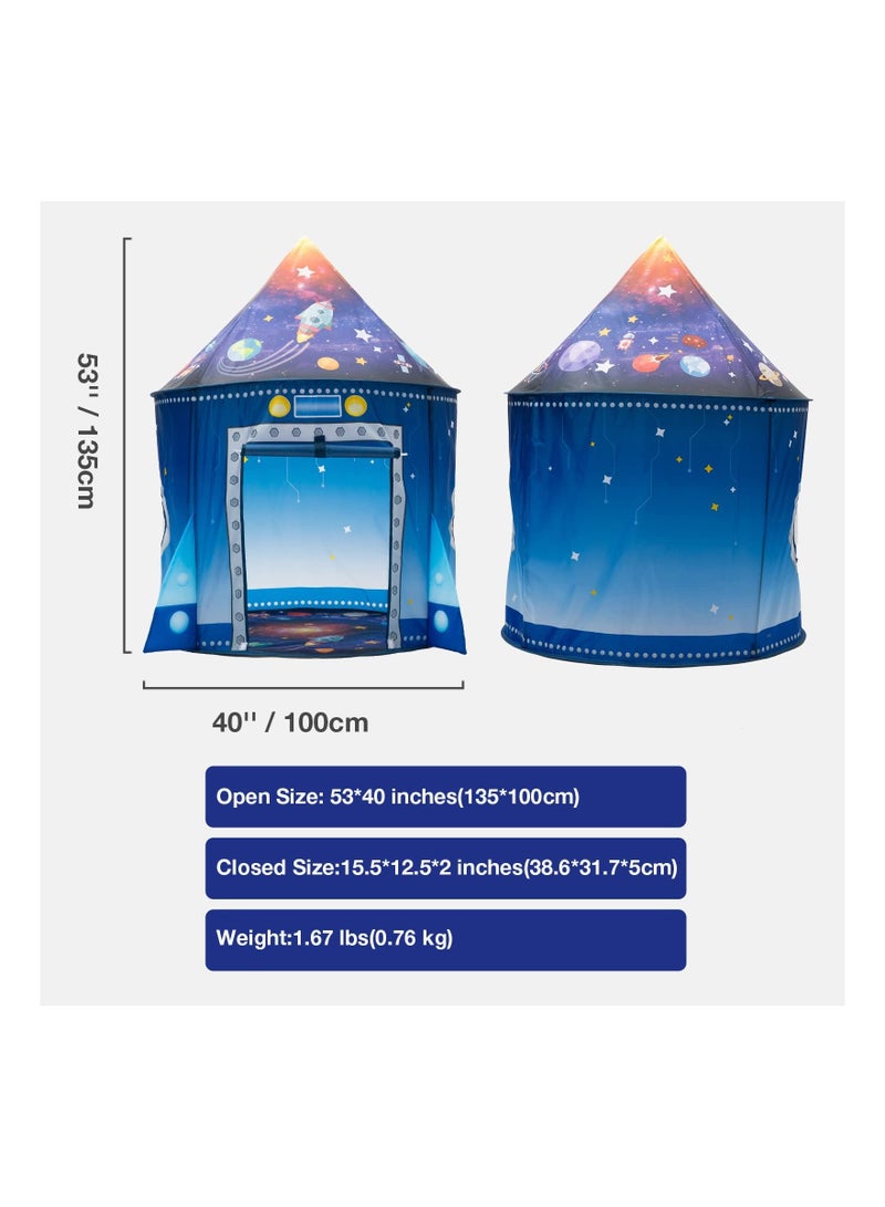 Rocket Ship Play Tent for Kids, Astronaut Spaceship Space Themed Playhouse Indoor Outdoor Games Party Children Pop Up Foldable Birthday Toy Boys Girls Baby, Ideal Gift in Holiday and