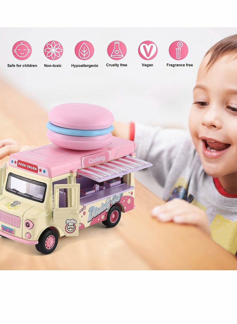 Car Toy Toddler Friction Powered Catering Truck Play Vehicles, Cute Diecast with Music Colorful Lights Sensor Metal Crash Proof for 3+ Pre-Kindergarten Boy Girl