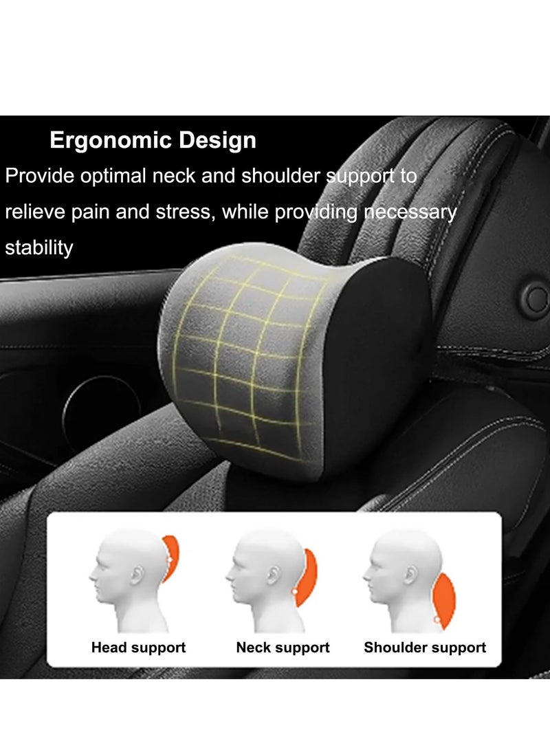 Car Neck Support Pillow, Neck & Lumbar Support Pillow for Neck Pain Relief, Car Memory Foam Neck Pillow for Car Seat, Car, Travel, Home & Office, Relieve Fatigue (2 Pcs)