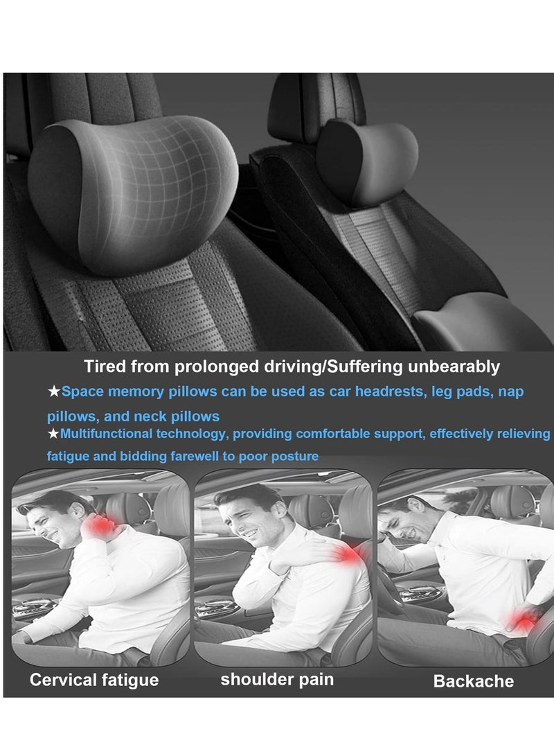 Car Neck Support Pillow, Neck & Lumbar Support Pillow for Neck Pain Relief, Car Memory Foam Neck Pillow for Car Seat, Car, Travel, Home & Office, Relieve Fatigue (2 Pcs)