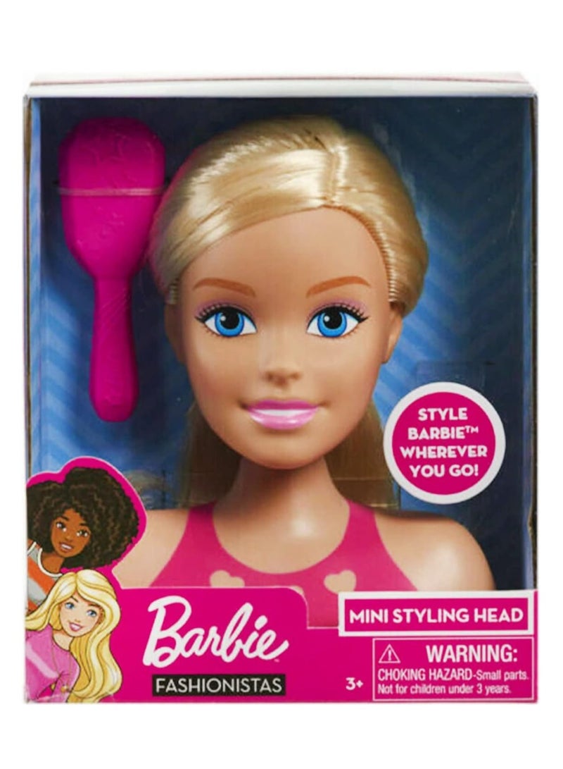 2pc Barbie Doll Girls Mini Styling Head Pretend Play Dress Up Set Blonde JPMINSHDBAR1