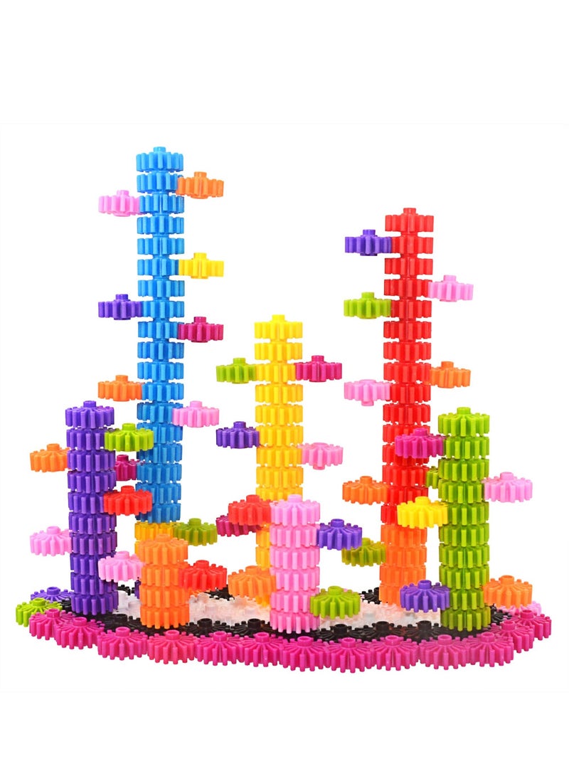 SYOSI Gears Interlocking Learning Set STEM Construction Toy Kit Building Kids Toys for Preschool Boys and Girls Aged 3 Up Creativity 180 Pcs 10 Colors