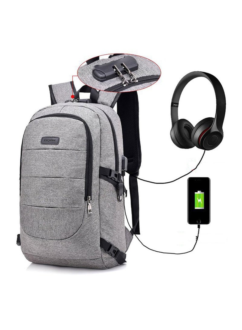Casual Backpack Laptop Bag Water Resistant Anti Theft Lock With USB Charging Port Business And Hiking Travel Bag