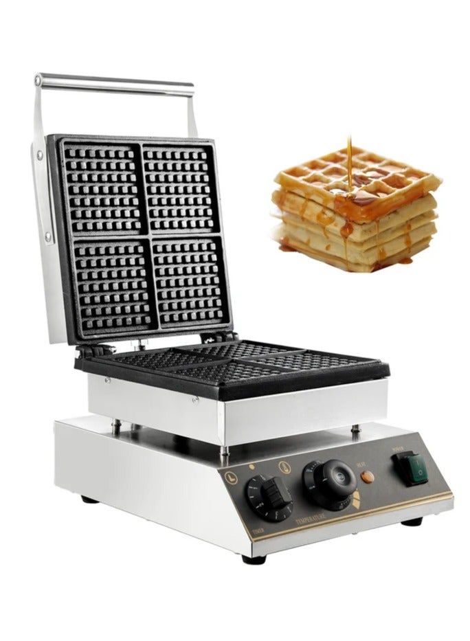 1800W Stainless Steel 4 Pieces Waffle Maker Square Waffle Machine