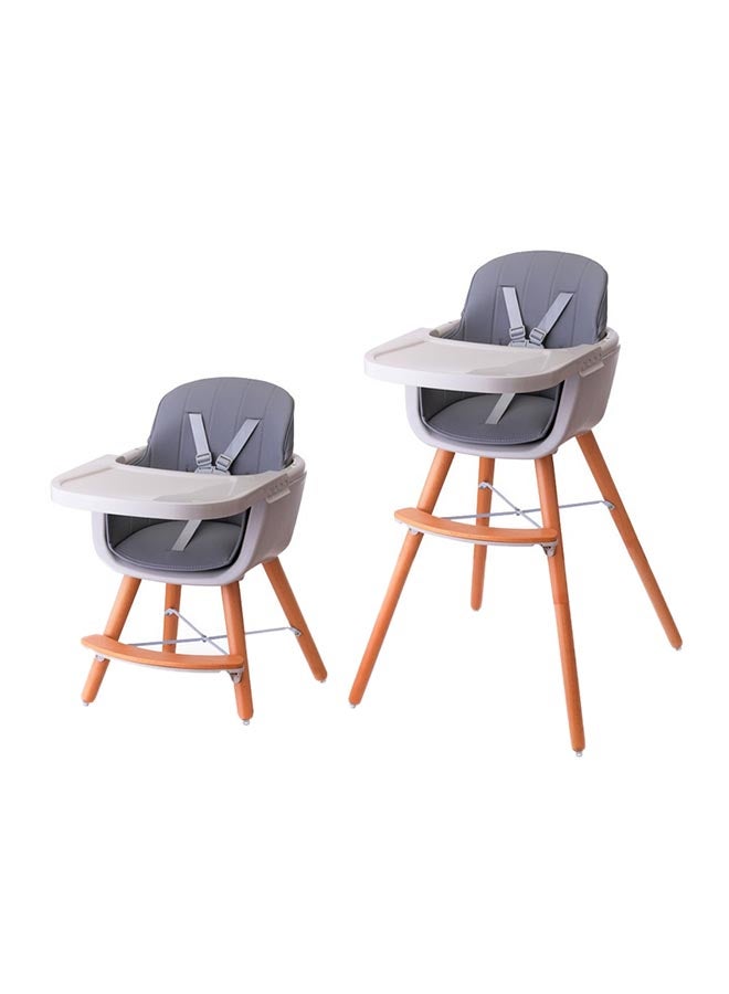Premium Dual Height Wooden High Chair - Grey