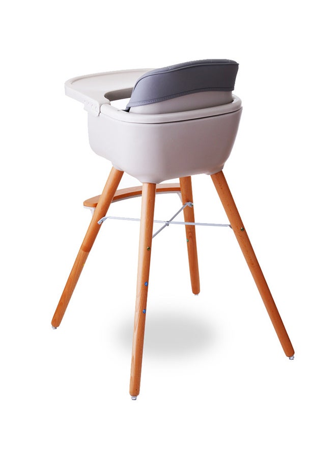 Premium Dual Height Wooden High Chair - Grey