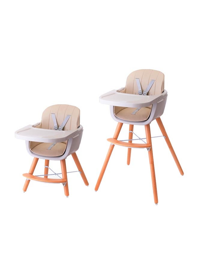 Premium Dual Height Wooden High Chair - Ivory